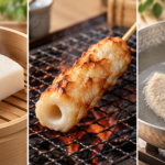 蒸す・焼く・茹でる練り製品。茹でる例はいわしはんぺんを参考にしたAI編集画像
